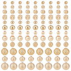 PH PandaHall 120pcs 14K Gold Spacer Beads 4/5/6/8mm Beads Brass Round Beads Metal Loose Beads Long-Lasting Spacers for Clay Bead Summer Bikini Beach Layered Stackable Necklace Bracelet Jewelry Making