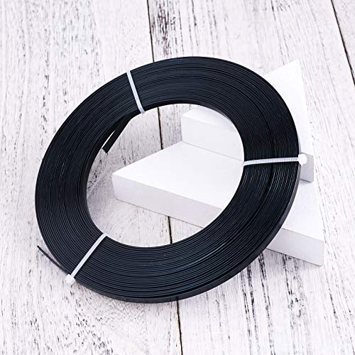 Fashewelry 32.8Ft 5mm Aluminum Flat Wire Black Bendable Metal Craft Wire Strip for Bezel Sculpting Armature Jewelry Making Gem Metal Wrap - color: Flat-Black, size: 5mm