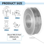 BENECREAT 984 FT Stainless Steel Beading Wire, 0.3mm Tiger Tail Wire with 200pcs Jump Rings, 200pcs Crimp Beads 100pcs Bead Tips and 30pcs Lobster Clasps for Jewellery Making - size: 0.3mm, style: 1 Strand