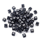 FASHEWELRY 500Pcs Acrylic Cube Letter Beads 5x5x5mm Black Square Letter N Alphabet Beads for DIY Bracelet Necklace Jewelry Making - color: Letter N