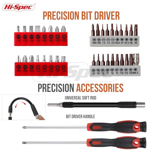 Hi-Spec 56pc Electronics Repair & Opening Tool Kit Set for Laptops, Devices, Computers, PC Building & Gaming Accessories. Precision Small Screwdrivers with Pry Tools - size: 56pcs
