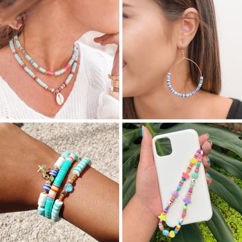 Elecrelive 2900Pcs 6mm Polymer Clay Beads 10 Colors Flat Round Disc Clay Beads Loose Spacer Chips for Bracelet Chocker Necklace Earring DIY Crafts - color: 10 Colors