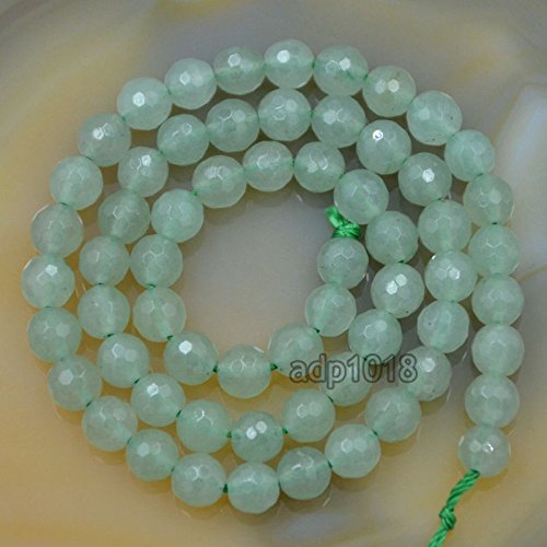 AD Beads Natural Gemstones Faceted Round Spacer Loose Beads 15.5'' 4mm to 10mm (6mm, Faceted Green Aventurine) - color: Faceted Green Aventurine, size: 6mm