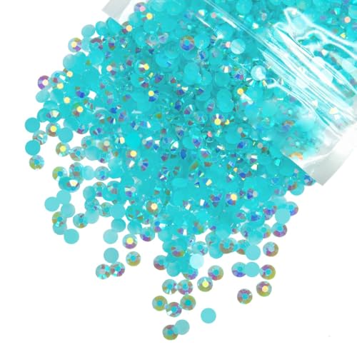 qiipii 620PCS 6mm Aquamarine AB Resin Rhinestones Lake Blue Flatback Jelly Resin Stones Bulk SS30 Non-Hotfix Diamonds Gems Charms for Nails Face Eyes Makeup Mugs Tumblers Bottles Cups DIY Crafts Decor - color: Aquamarine Ab, size: 6mm Bulk