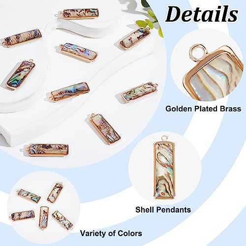 BENECREAT Abalone Shell Charms, Paua Shell Pendant Shell Charms for Jewelry Making - color: Rectangle