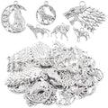48 Pieces Vintage Alloy Mixed Wolf Shape Charms Tibetan Silver Animal Wolf Head Dangle Pendants for DIY Handmade Projects Jewelry Making Supplies, 6 Styles