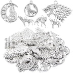 48 Pieces Vintage Alloy Mixed Wolf Shape Charms Tibetan Silver Animal Wolf Head Dangle Pendants for DIY Handmade Projects Jewelry Making Supplies, 6 Styles