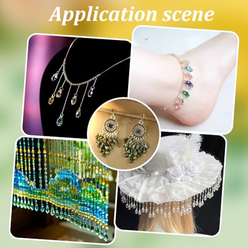 PH PandaHall 50pcs Faceted Teardrop Charms 5 Colors Transparent Glass Crystal Pendants 0.8" Green Series Glass Charms Dangle Pendants for Necklace Earring Bracelet Jewelry Craft Making