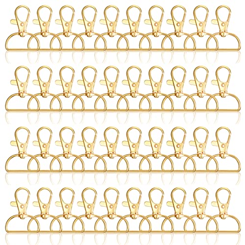 Swivel Snap Hook, 35 PCS Light Gold Lanyard Clips, Metal Lobster Claw Clasps Keychain Hook with 3/4 INCH D Ring for Macrame Keychain Swivel Clips for Making Key Fobs - color: Light Gold