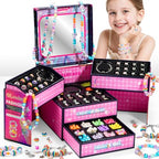 BLmukce Charm Bracelet Making Kit for Girls Ages 8-12, DIY Jewelry Making Kit & Craft Set with Beads, Charms & Necklace Supplies Birthday Christmas Gift for Kids 4-6 7 8 Years Old Girl - color: Red