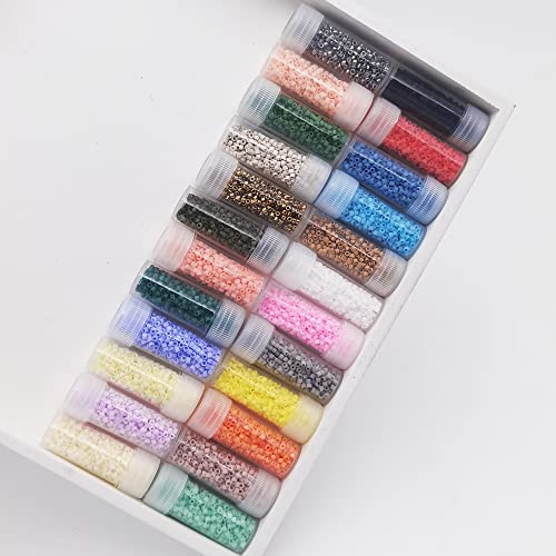 INSPIRELLE Uniform 120 Gram 12/0 (2mm) Cylinder Glass Seed Beads for Craft Jewelry Making, 24 Matte Opaque Dyed Colors - color: 22x Matte Opaque + 2 Metallic