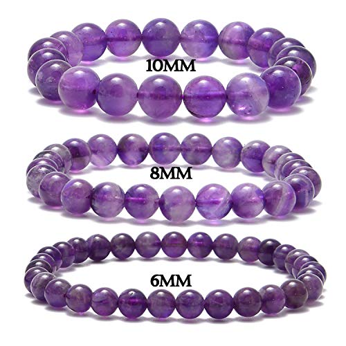 NCB 100pcs Original Natural Stone Beads Gemstone Round Loose Beads 6mm 8mm 10mm (Amethyst, 6mm 100Beads) - color: Amethyst, size: 6mm 100Beads