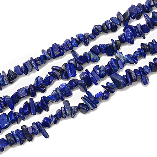 5-8mm Natral Healing Gemstone Waist Bracelets Necklace Kit Irregular Stone DIY Crafts Design Jewelry Making 1 Strand per Bag Approxi 34 inch (Blue Lapis Lazuli Chips) - color: Blue Lapis Lazuli Chips