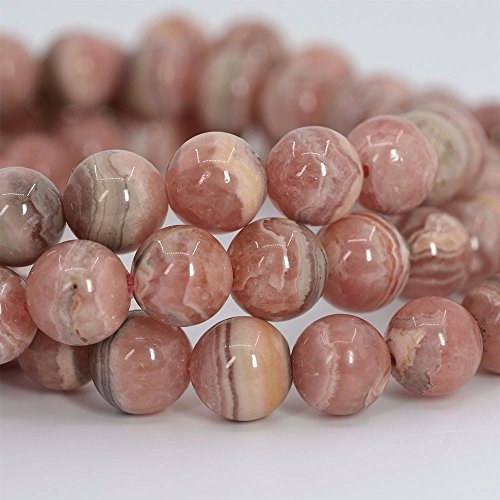 Justinstones Gem Semi Precious Gemstone 8mm Round Beads Stretch Bracelet 7 Inch Unisex - color: Argentina Rhodochrosite