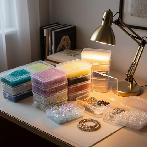 12 Pack Rectangular Clear Plastic Storage Containers Box with Hinged Lid for Beads and Other Small Craft Items (4.5 x 3.3 x 1.1 inch) - size: 4.5 x 3.3 x 1.1 inch