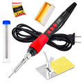 Soldering Iron Kit, 60W 120V Digital LED Display 5-in-1, Solder Wire, Flux Rosin Paste, Mini Stand, Sponge, Portable Fast Heating Welding Tool for Electric Repair Hobby DIY from Plusivo - color: Digital Soldering Iron Kit 7