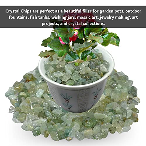 Light Green Aventurine Pre Drilled Natural Crystals Crushed Chips Beads for Jewelry Making, DIY Handmade Healing Crystals (25 Inch Strand) - color: Green Aventurine (light)