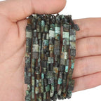 Natural African Pine Stone Beads, Each Approximately 5x5x2mm Square 2-Hole Spacer Bead, are Used to Make Bracelets, Earrings, Necklaces, with Each String Measuring 15-16 Inches - color: African Pine