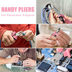 COMOWARE 6-Piece Mini Pliers Set, Needle Nose, Long Nose, Bent Nose, Diagonal, End Cutting and Linesman, for Crafts Work, Electronic Repair, with Pink Pouch - color: Pink
