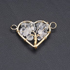 LE SKY 8 Pcs Natural Chip Stone Pendant Connectors Mixed Crystal Stone Wire hand knitting Life Tree Charms for Jewelry Making Necklace Bracelet DIY