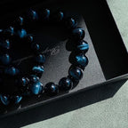 Handmade 8mm Beaded Bracelets For Men Protection Bracelet For Women Chakra Feng Shui Stretchy Handmade Lucky Money Stretchy Crystal Bracelets Best Gifts - color: Simulated Blue Tiger