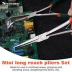 SPEEDWOX Mini Long Nose Pliers Set - Bent, Angled & Regular Needle Nose Pliers for Jewelry Making & Small Object Gripping - style: 2PCS Long Nose Pliers Set