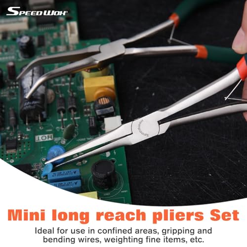 SPEEDWOX Mini Long Nose Pliers Set - Bent, Angled & Regular Needle Nose Pliers for Jewelry Making & Small Object Gripping - style: 2PCS Long Nose Pliers Set