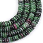 JOE FOREMAN 2x6mm Natural Green Ruby Zoisite Stone Semi-Gemstone Heishi Disc Rondelle Spacer Beads for Jewelry Making Full 15" Strand Energy Stone Healing Power - color: Green Ruby Zoisite Stone