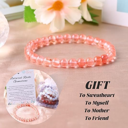 About 35pcs 10mm Natural Stone Beads Watermelon Crystal Beads Energy Crystal Power Gemstone for Jewelry Making, DIY Bracelet Necklace - color: Pink Watermelon, size: 10mm