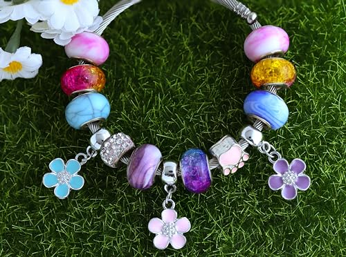 Anjulery 30Pcs Flower Charms for Jewelry Making and Crafting - Enamel Charms for Bracelets Earrings Necklaces Pendants (30Pcs Silver-B) - color: 30Pcs Silver-B