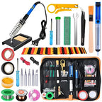 Soldering Iron Kit, 60W 110V Soldering Iron Adjustable Temperature, Desoldering Pump, 5 Solder Tips, Solder Wire, Stand, Solder Wick. - color: Black