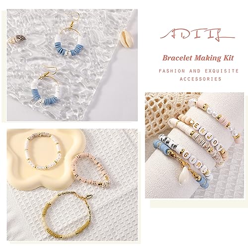 ADIIL 7200 Pcs Clay Beads Friendship Bracelet Making Kit, 24 Colors 6mm Polymer Heishi Beads, Neutral