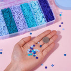 Elecrelive Mix Blue Clay Beads for Bracelets Making, 6mm Flat Round Heishi Spacer Beads Loose Polymer Clay Chips 5640pcs for Chocker Necklace Earring DIY Crafts - color: Deep Sky Blue