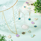 Craftdady Golden Plated Enamel Pendants White Oval Flat Round Dangle Charms for DIY Earrings Necklace Bracelet Making - color: Mixed Color-6 Styles