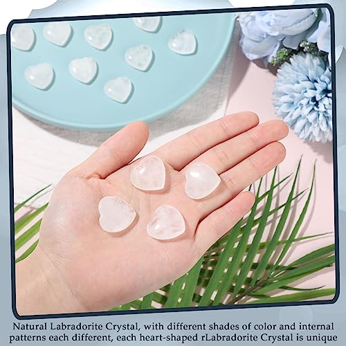 Gerrii 50 Pcs Heart Healing Stone Bulk Quartz Heart Inspirational Stones Gift for Women Love Pocket Polished Natural Energy Balancing Meditation 0.8 Inch(Clear) - color: Clear