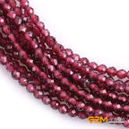 GEM-Inside Natural 2mm Red Garnet Gemstone Faceted Round Stone Loose Beads Crystal Energy Power for Jewelry Making 15" - color: AAA Red Garnet, size: 2mm