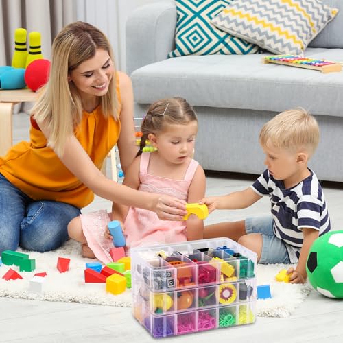 SGHUO 7-Tier Stackable Storage Container Box with 70 Compartments, Plastic Organizer Box for Arts and Crafts, Toy, Fuse Beads, Washi Tapes, Sewing Supplies - style: 7 tier