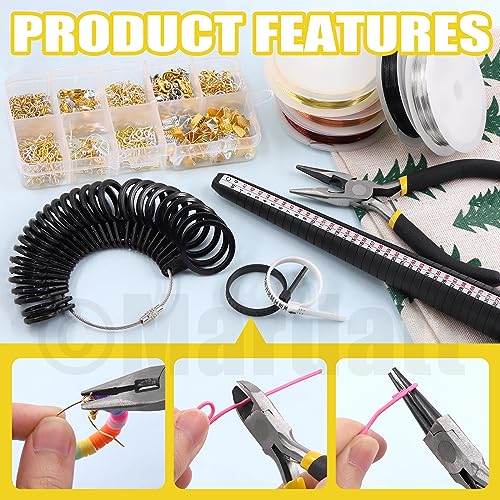 Mardatt 957Pcs Jewelry Making Supplies Kit - Includes Pliers, Ring Sizer, Wires, Opener & Other Findings for Jewelry Making & Repair - size: No.4-957Pcs