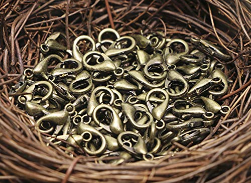 Shapenty Small Metal Alloy Lobster Claw Clasps Clip DIY Necklace Jewelry Finding Making Accessories Fastener Hook, 12mmx6mm, 100PCS (Bronze) - color: Bronze
