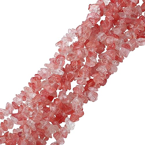 LAIDANLA Watermelon Red 400pcs Natural Chip Stone Beads 5-8mm Healing Crystal Irregular Gemstones Drilled DIY Loose Rocks Bead Crystal for Bracelet Earrings Necklace Jewelry Making Crafting - color: U-Watermelon Red