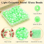200pcs Glass Beads, 8mm Crystal Round Glass Beads for Bracelet, Jewelry Making, DIY Crafts, Single Box (Green) - color: Green