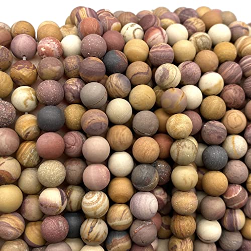 ABCGEMS Velvet-Matte-Finished American Sunset Mookaite Beads (Enhance The Stone's Inherent Texture and Nature Hues with a Non-Glare Aesthetic) Smooth Round 8mm (Non-Shiny) - color: Sunset Mookaite (From USA)