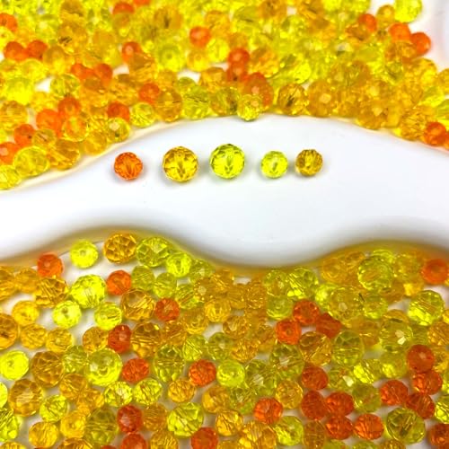 430PCS Glass Beads for Jewelry Making, 6/8 mm Yellow Color Crystal Bulk Beads for DIY Bracelet Necklace Earring Craft, 3 Colors Assorted Glass Loose Bead - color: yellow