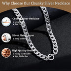 CHESKY 14K Gold Plated Chunky Necklace for Women, Trendy Paperclip Chain Necklace Thick Cross Heart Pendant Necklace Layered Herringbone Cuban Link Chain Toggle Necklaces Non Tarnish Jewelry - color: silver, style: cuban