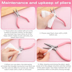 2 Pcs Chain Nose Pliers For Jewelry Making, 4.5 Inch Flat Nose Jewelry Pliers Precision Small Craft Plier for Jewellery Repair, Wire Bending, Object Grasping (Blue Pink) - color: Blue, Pink