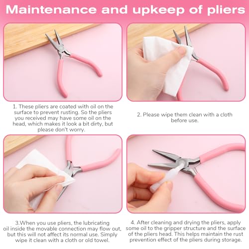 2 Pcs Chain Nose Pliers For Jewelry Making, 4.5 Inch Flat Nose Jewelry Pliers Precision Small Craft Plier for Jewellery Repair, Wire Bending, Object Grasping (Blue Pink) - color: Blue, Pink