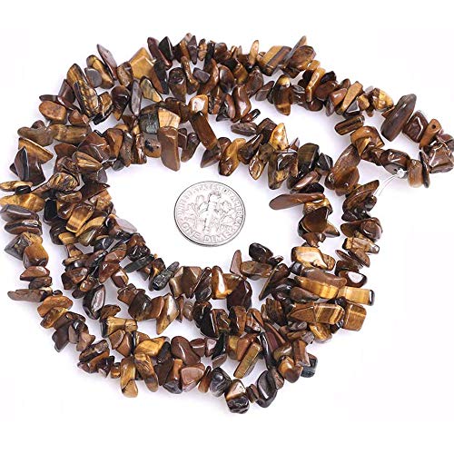 Genuine Tiger Eye Chip Beads 5-8mm Irregular Shaped Tumbled Chips Stone Crystal Loose Bead for Jewelry Making 1 Strand 32" - color: Tiger Eye