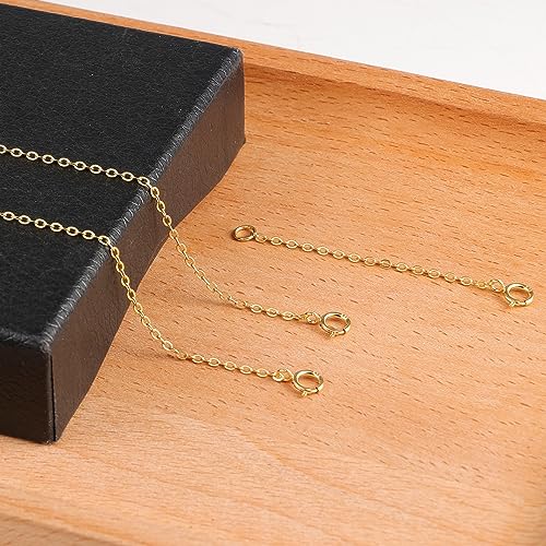 3 Pcs 925 Sterling Silver Necklace Extenders for Women Durable Strong Removable Necklace Bracelet Anklet Extension Jewelry Making Chains - color: 2 4 6 Inch, Gold