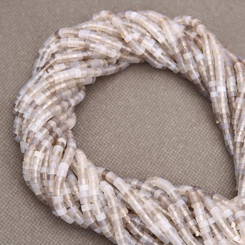 150PCs Natural Grey Agate Spacer Beads, Loose Semi Precious Flat Round Gemstone Heishi Disc Stone Beads for Beading Jewelry Making 4mm*2mm 38cm - color: Grey Agate, size: 4MM*2MM