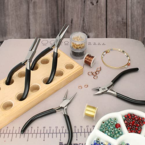 The Beadsmith Slim Line Pliers Set – Extra Fine Tips – 4.5 Inches, 4-Pieces: Round Nose, Chain Nose, Flat Nose & Semi-flush Side Cutter – Leatherette Carrying Case Included – Tools for Jewelry Making - style: Set